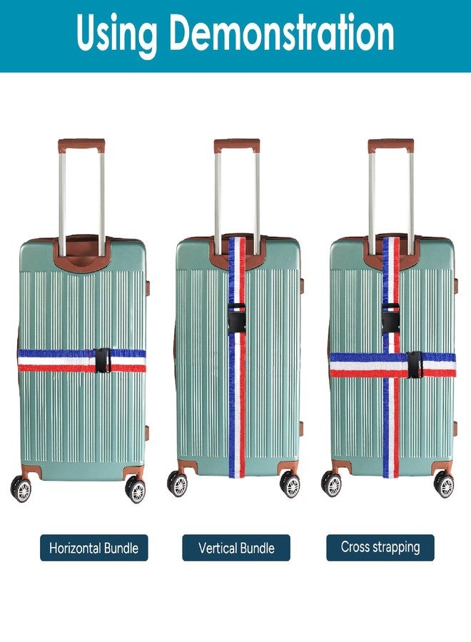 MyyYiTar Nylon Luggage Straps Suitcase Belt Travel Accessories with Adjustable Buckle,Heavy Duty Strap Bright Colors for Easy Identification, 2 Packs Blue-White-Red 2M - Image 4